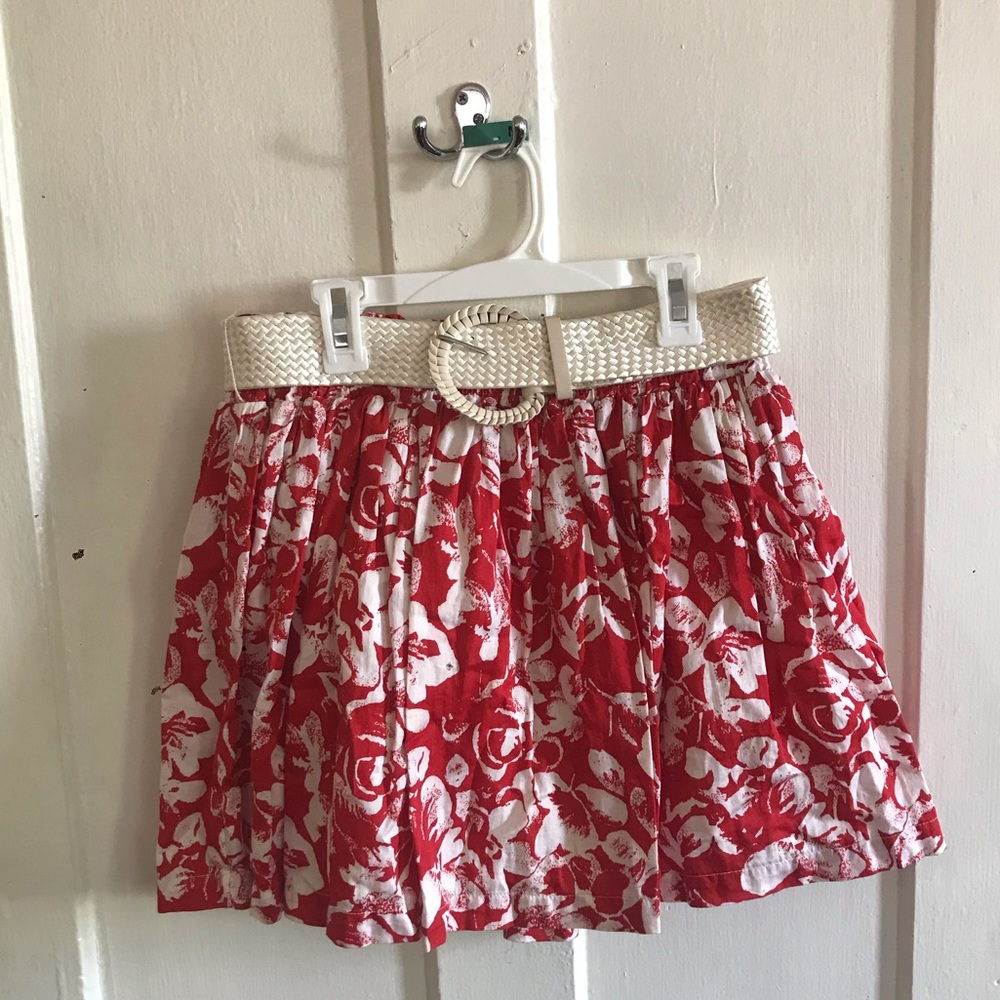 White and red floral skirt